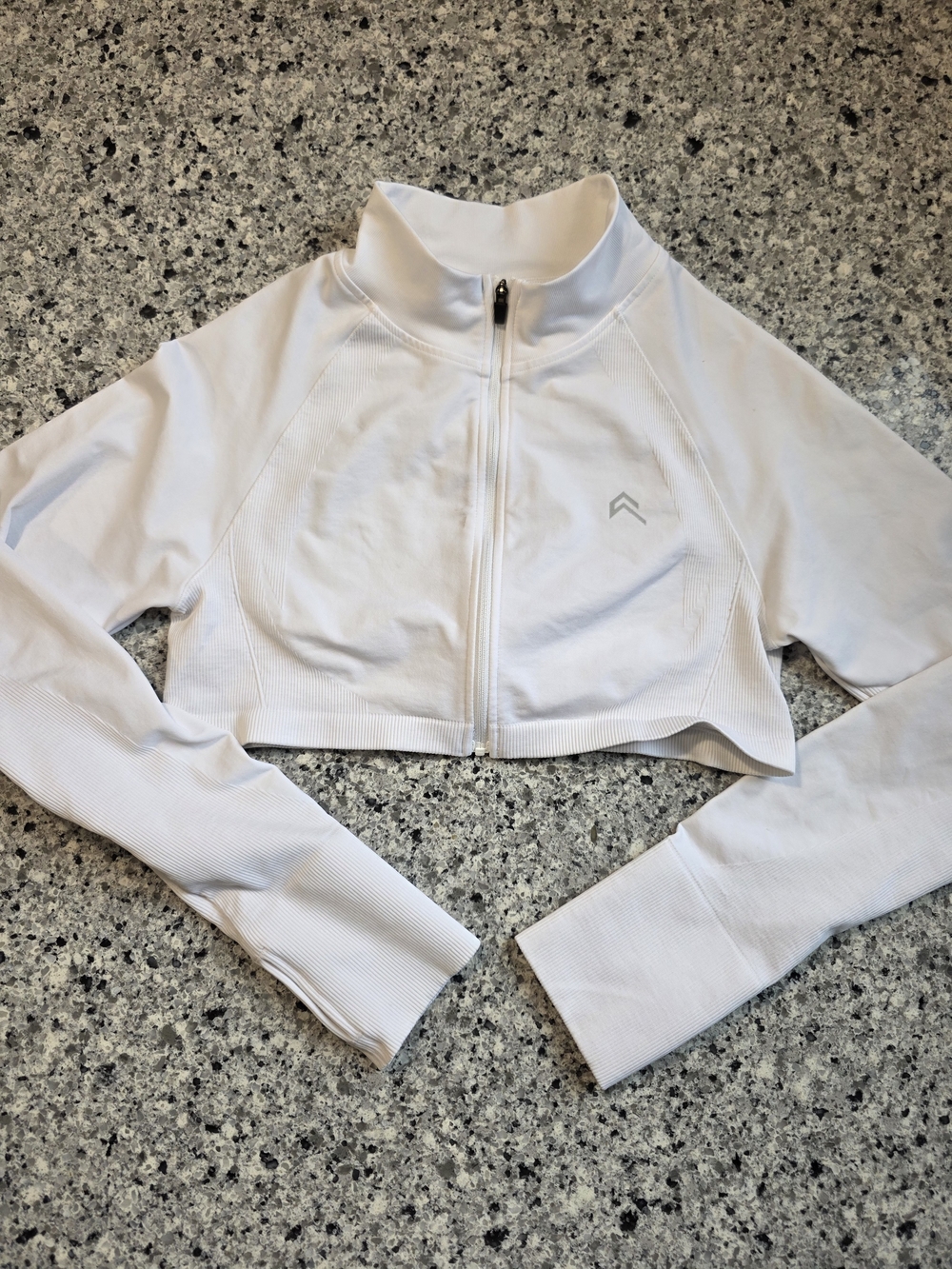 Oner Active White Cropped Zip Bomber Jacket